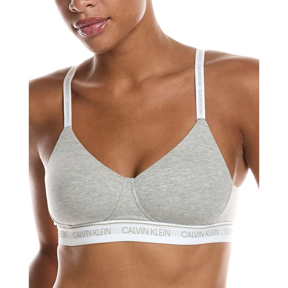 Calvin Klein Womens  Archive Logo Lightly Lined Wirefree Bralette, Gray